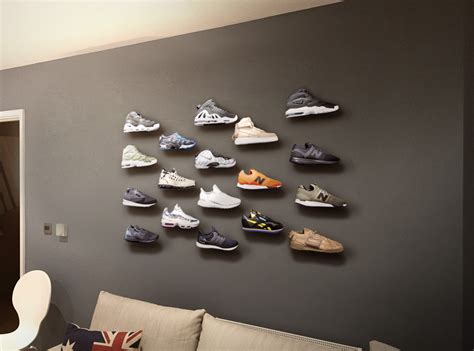 wall mounted sneakers display.